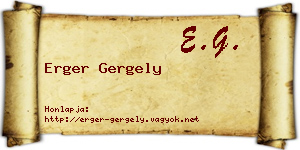 Erger Gergely névjegykártya